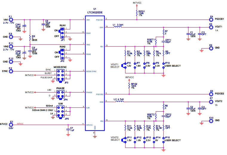 Schematic - Analog Devices Inc. LTC3622 Demo Board DC2003A